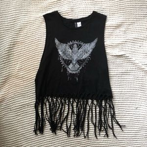 🌻 3/$15!!!🌻 Cropped fringe Bohemian Edgy Top